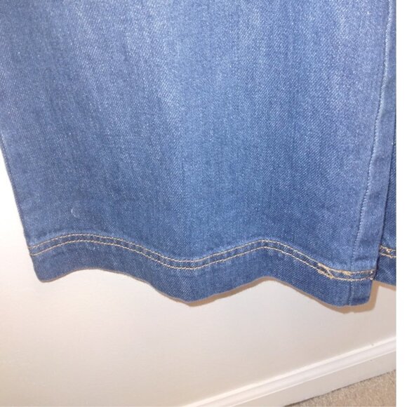 BEBE GIRL'S WIDE LEG DRK BLUE JEAN OVERALLS W/ CRISSCROSS BACK | SIZE M … - Picture 6 of 6
